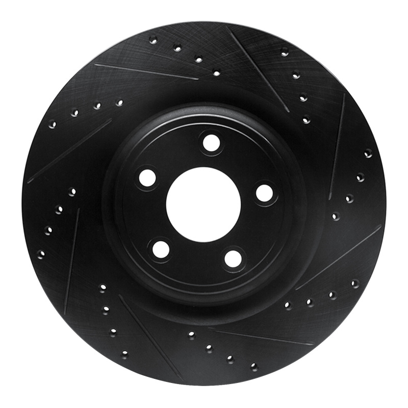 Jaguar F-Type Brake Rotor (1) - Rear Right - R1 Concepts - Drilled & Slotted - Black - `14-`21